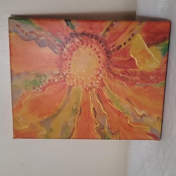 Canvas art Bright Orange Flower Design - Picture 2 of 4